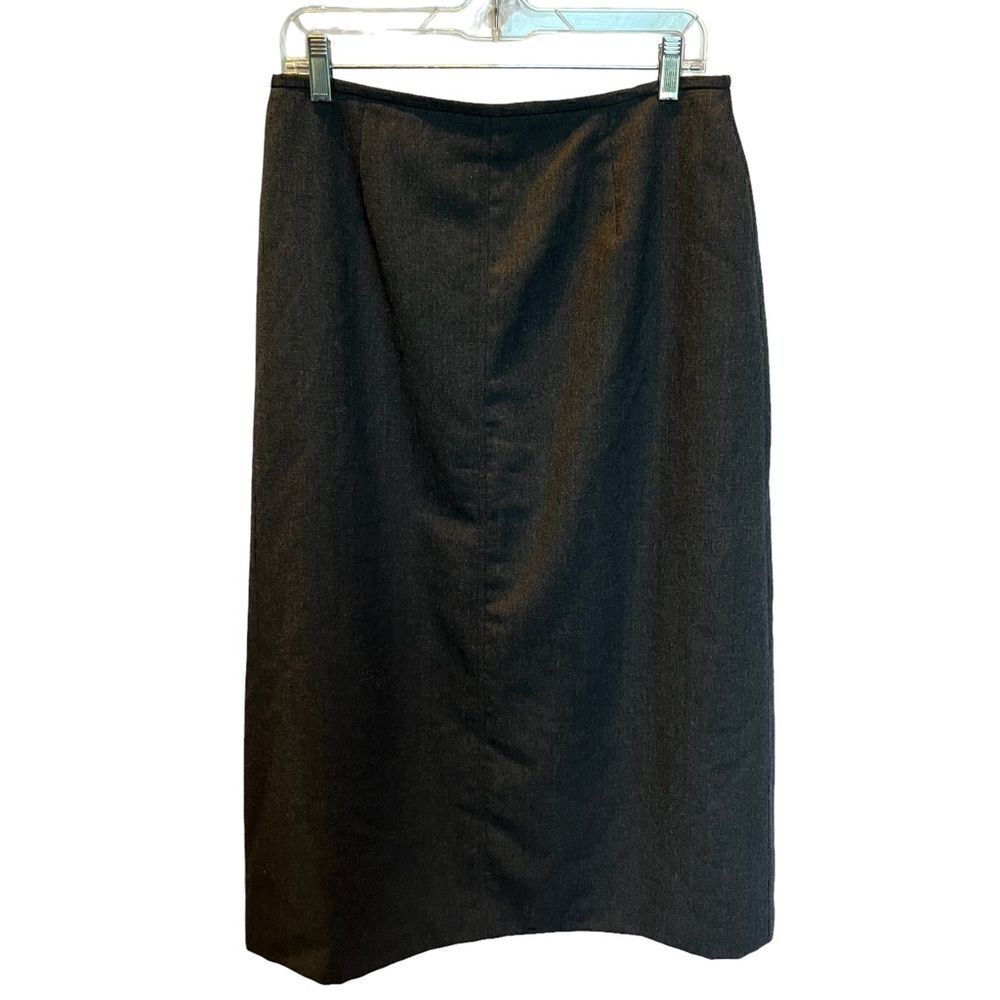 Talbots Petites Women's Long Wool Skirt Gray Pencil Size 12